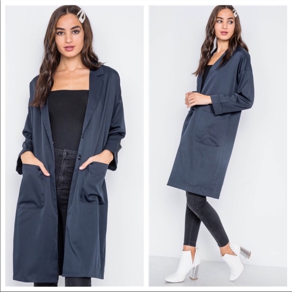 Jackets & Blazers - ONE LEFT! Long Lightweight Navy Blazer Duster
